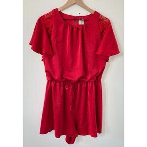 Asos Romper Women 12 Red Short Sleeve Open Back NWT